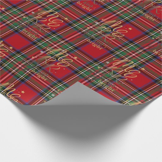 Pset Tartan Merry en heldere kerstFeestdagen Cadeaupapier (Hoek)