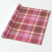 Pset Tartan Modern Kerstroze, zalm Cadeaupapier (Uitgerold)