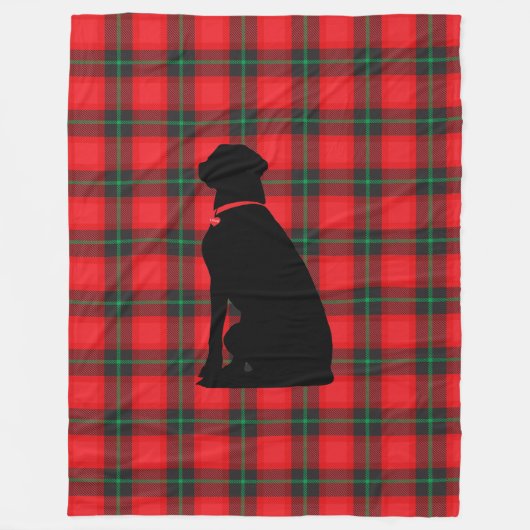 Pset Tartan Red Black Pattern Dog Love Comfy Fleece Deken (Voorkant)