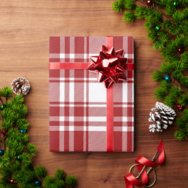 Pset Tartan Red White Holiday Festive Kerstmis Cadeaupapier