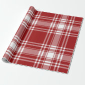 Pset Tartan Red White Holiday Festive Kerstmis Cadeaupapier (Uitgerold)