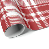 Pset Tartan Red White Holiday Festive Kerstmis Cadeaupapier (Rol Hoek)