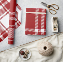 Pset Tartan Red White Holiday Moderne Kerstmis Cadeaupapier