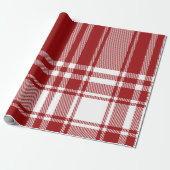 Pset Tartan Red White Holiday Moderne Kerstmis Cadeaupapier (Uitgerold)