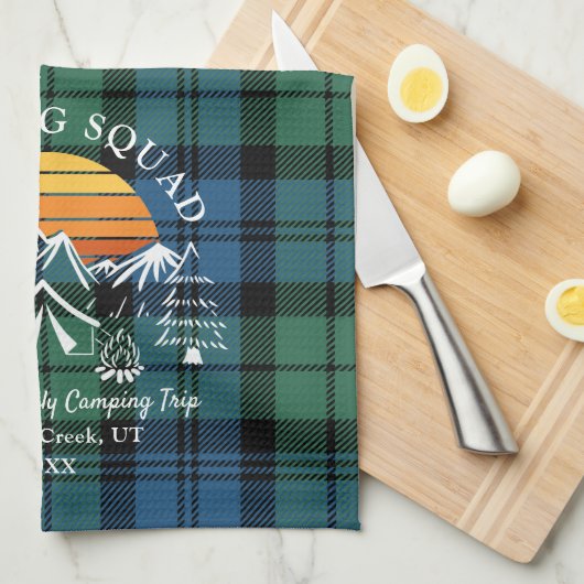 Pset Tartan Retro Family Camping Squad Campbell Theedoek (Quarter Fold)