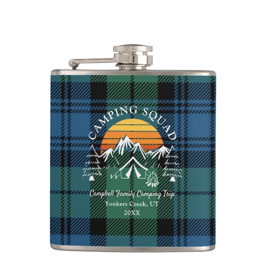 Pset Tartan Retro Family Camping Squad Dad Heupfles (Voorkant)