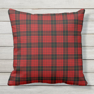 Pset Tartan Rustic Red Black Check Mam Birthday Buitenkussen