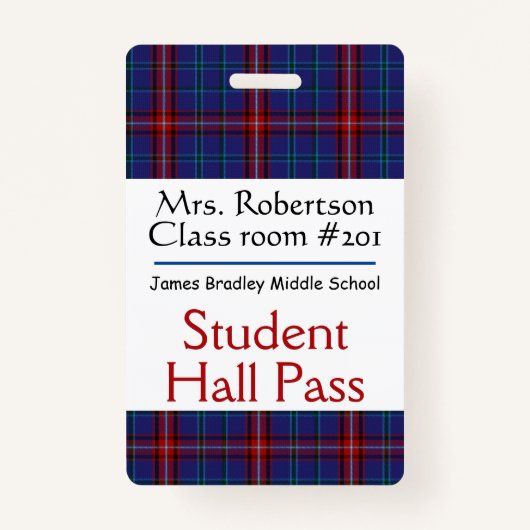 Pset Teachers Bathroom/Hall Pass Badge (Voorkant)