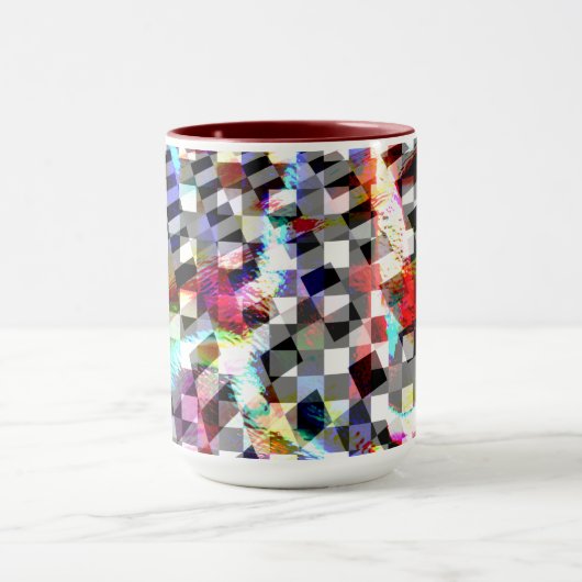 Pset verdraaid onder gekleurde vlekken, schandalig mok (Midden)