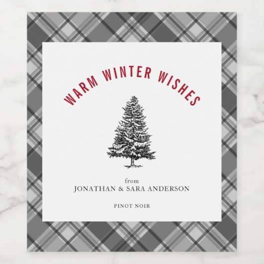 Pset Warm Wishes Spruce Kerstmis Wijn Etiket (Enkel label)