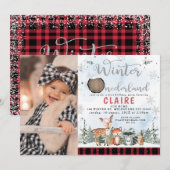 Pset Winter One-derland Woodland Animals Birthday Kaart (Voorkant / Achterkant)