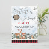 Pset Winter Onederland Woodland Animals Birthday Kaart (Staand voorkant)