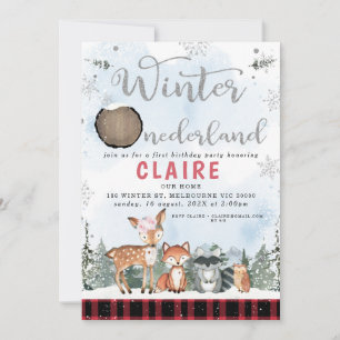 Pset Winter Onederland Woodland Animals Birthday Kaart