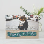 Pset Winter Scarf Holiday Kaart - Blauwgroen (Staand voorkant)