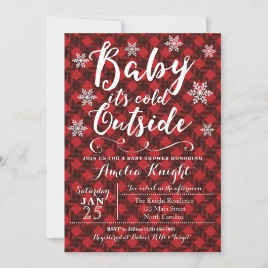 Pset Winter Snowflake Baby Shower Invitations Kaart (Voorkant)