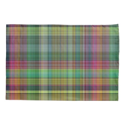 Pset Yellow Pink Green Tartan Kussensloop (Achterkant)