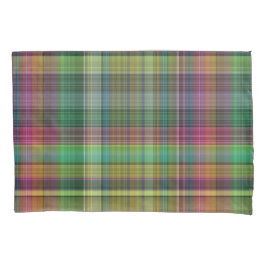 Pset Yellow Pink Green Tartan Kussensloop