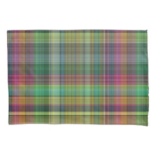 Pset Yellow Pink Green Tartan Kussensloop