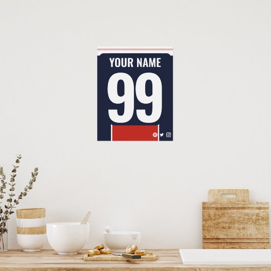 PSG Kleuren Gepersonaliseerd Poster van het Shirt  (Keuken)