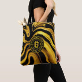 PSGC Logo Met Zwart & Gouden Vloeibare Canvas tas (Dichtbij)