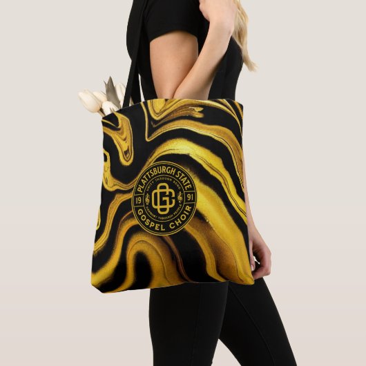 PSGC Logo Met Zwart & Gouden Vloeibare Canvas tas (Dichtbij)