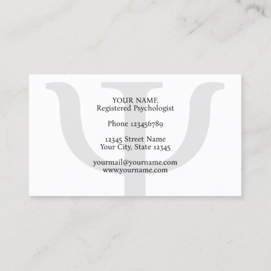 Psi symbool professionele psycholoog visitekaartje (Achterkant)
