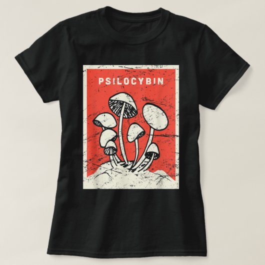 Psilocybin Retro Psychedelic Magic Mushrooms T-shirt (Design voorkant)