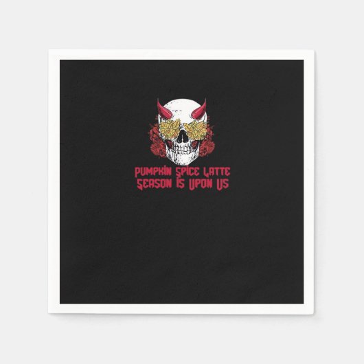 PSL Pumpkin Spice Latte Seizoen Herfst Schedel Servet (Voorkant)