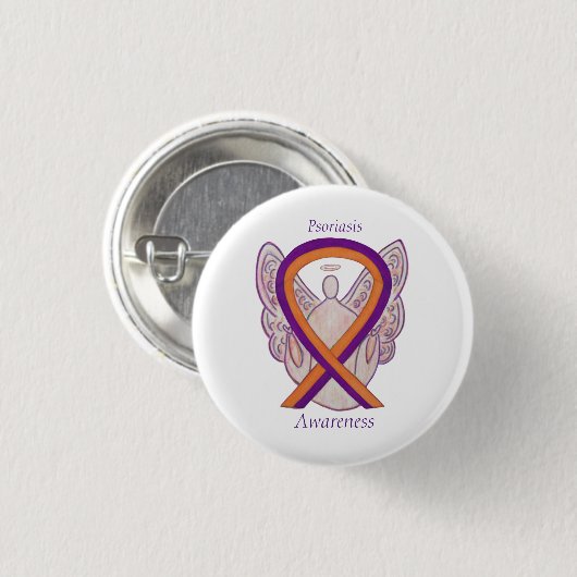 Psoriasis Awareness Ribbon Angel Custom Pin Button (Voorkant /achterkant)