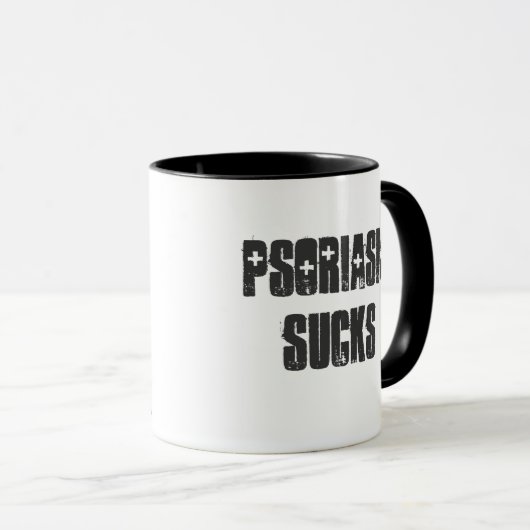 "Psoriasis Sucks" mok! Mok (Voorkant rechts)