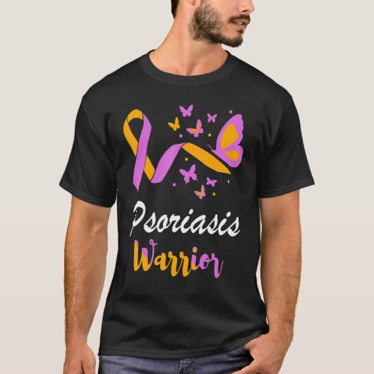 Psoriasis Warrior Butterfly Support Lavender & Ora T-shirt (Voorkant)