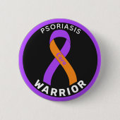 Psoriasis Warrior Ribbon Black Button (Voorkant)