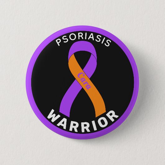 Psoriasis Warrior Ribbon Black Button (Voorkant)