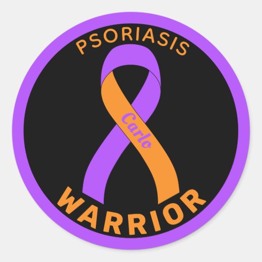 Psoriasis Warrior Ribbon Black Round Sticker (Voorkant)