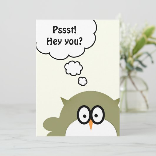 Pssst. Hé jij? Uitnodiging van de Birthday Party (Staand voorkant)