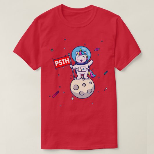 PSTH naar de Moon Unicorn Astronaut T-shirt (Design voorkant)