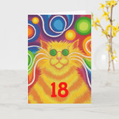 Psy-cat-delic 'Age'-groovy-verjaardagskaart Kaart (Gele Bloem)