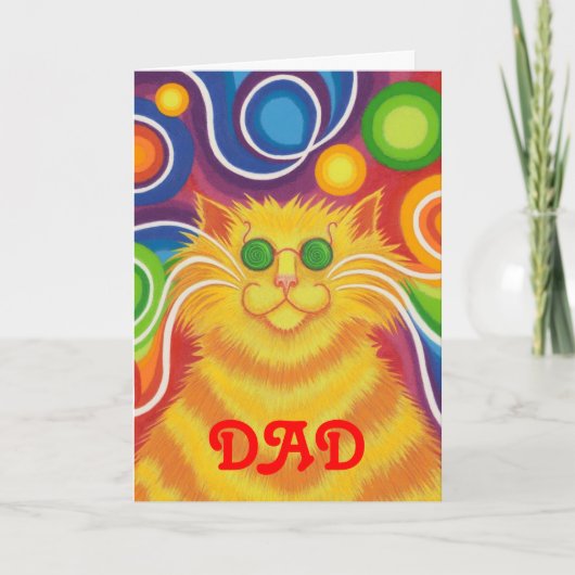 Psy-cat-delic 'Dad' 'groovy verjaardag' kaart (Voorkant)