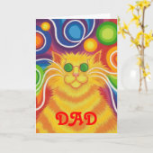 Psy-cat-delic 'Dad' 'groovy verjaardag' kaart (Gele Bloem)