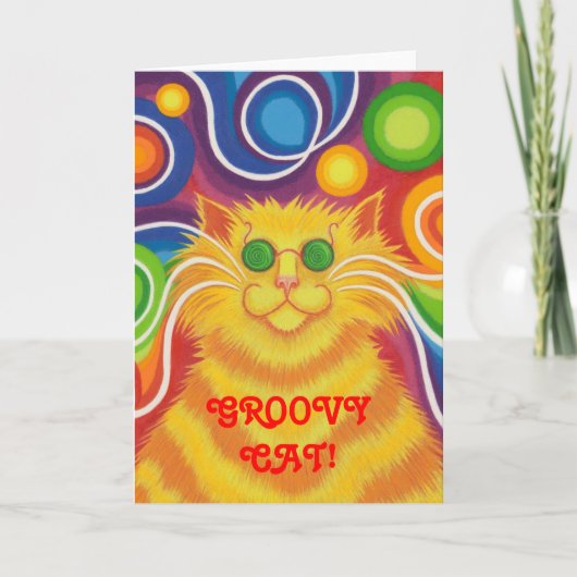 Psy-cat-delic 'Groovy Cat!' wenskaart Kaart (Voorkant)