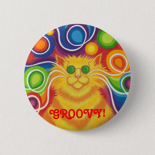 Psy-cat-delic 'Groovy'! knoopbadge Ronde Button 5,7 Cm (Voorkant)