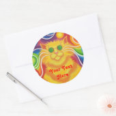 Psy-cat-delic "Jouw tekst here"-ronde sticker (Envelop)