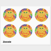 Psy-cat-delic "Jouw tekst here"-ronde sticker (Vel)