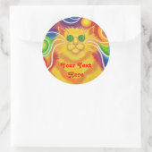 Psy-cat-delic "Jouw tekst here"-ronde sticker (Tas)