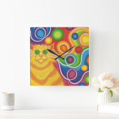 Psy-cat-delic klok vierkant (Huis)