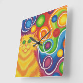 Psy-cat-delic klok vierkant (Hoek)