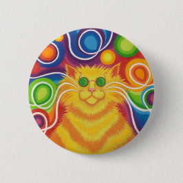 Psy-cat-delic-knoopbadge Ronde Button 5,7 Cm