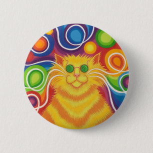 Psy-cat-delic-knoopbadge Ronde Button 5,7 Cm