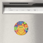 Psy-cat-delic koelkastmagneet rond magneet (Insitu (Vaatwasser))