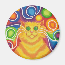 Psy-cat-delic koelkastmagneet rond magneet